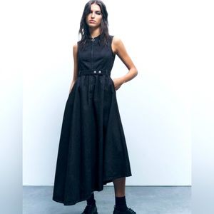 NWT Zara The Asymmetric Dress in Denim Size Small